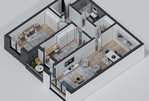 Banesa 04, 09, 14, 19, 24, 29, 34 - 91.69 m² - 3D Banesa 04, 09, 14, 19, 24, 29, 34 - 91.69 m² - 3D