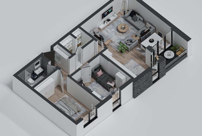 Banesa 06, 11, 16, 21, 26, 31 - 92.38 m² - 3D Banesa 06, 11, 16, 21, 26, 31 - 92.38 m² - 3D