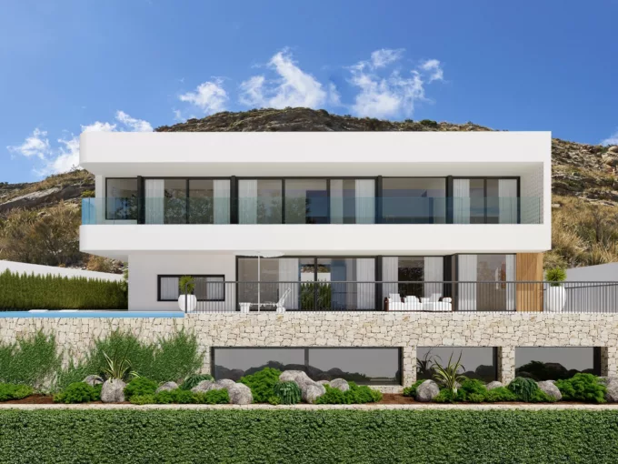 Modern luxury villa with lots of daylight and spectacular panoramic views of the sea