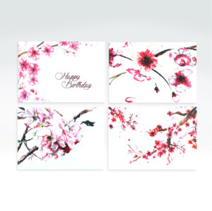 Watercolour cherry blossom card set