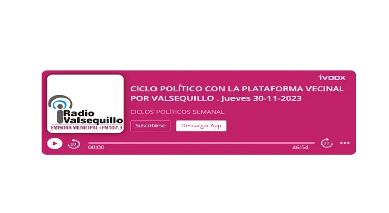 Intervención en los Ciclos Políticos de Radio Valsequillo el 30.11.2023