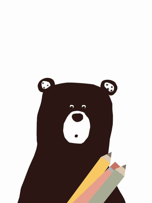 Bear With Pens Poster