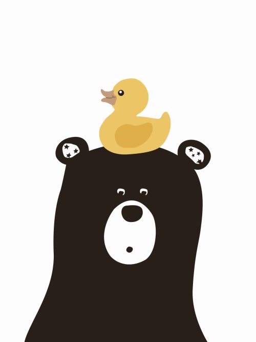 Bear With Duck On Head Poster