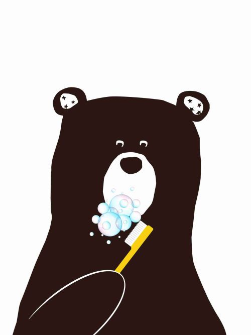 Bear Brushing Teeth Poster