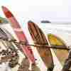 Surfbrädor på Stranden No2 Poster