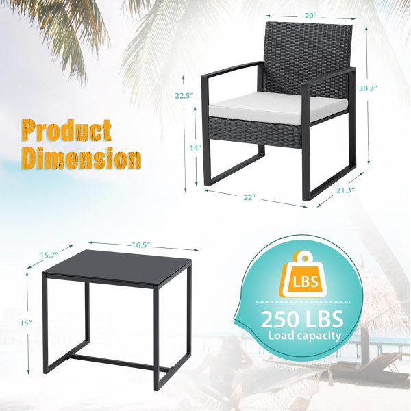 Flamaker 3 Pieces Patio Set Outdoor Wicker Furniture - Image 12