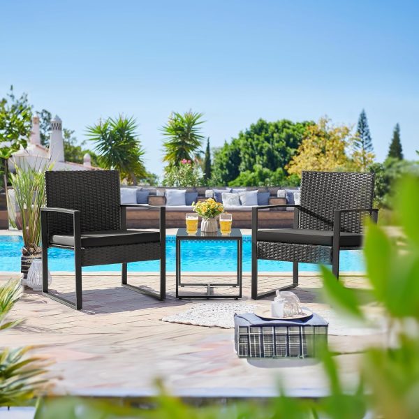 Flamaker 3 Pieces Patio Set Outdoor Wicker Furniture - Image 25