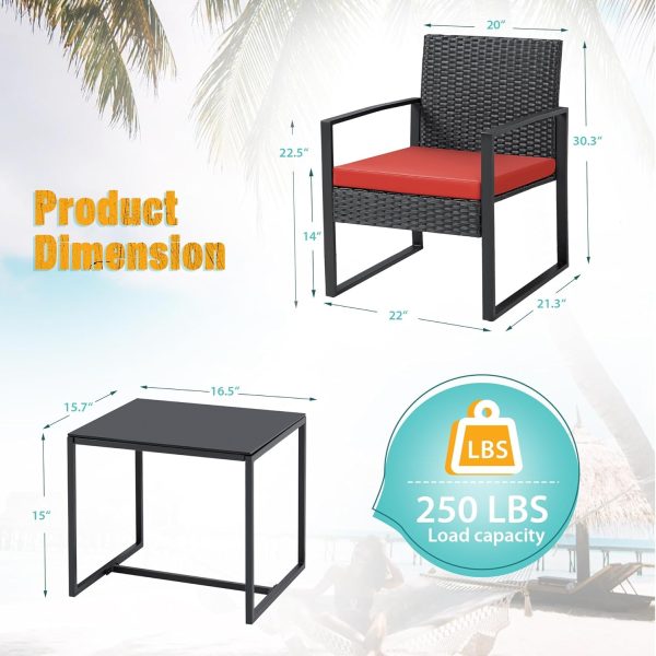 Flamaker 3 Pieces Patio Set Outdoor Wicker Furniture Sets - Image 6