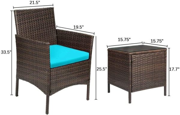 Devoko Patio Porch Furniture Sets 3 Pieces PE Rattan - Image 8