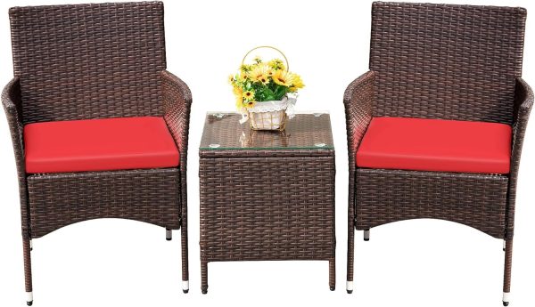 Devoko Patio Porch Furniture Sets 3 Pieces PE Rattan - Image 16