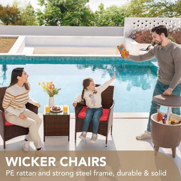 Devoko Patio Porch Furniture Sets 3 Pieces PE Rattan - Image 17