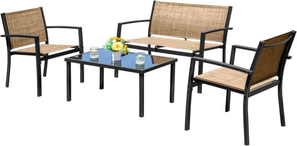 Devoko 4 Pieces Patio Furniture Set Outdoor Garden Patio