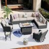 Patio Outdoor Sectional Furniture Sofa Set with Fire Pit Table - Image 25