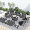 Patio Outdoor Sectional Furniture Sofa Set with Fire Pit Table - Image 35