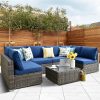 Patio Outdoor Sectional Furniture Sofa Set with Fire Pit Table - Image 67
