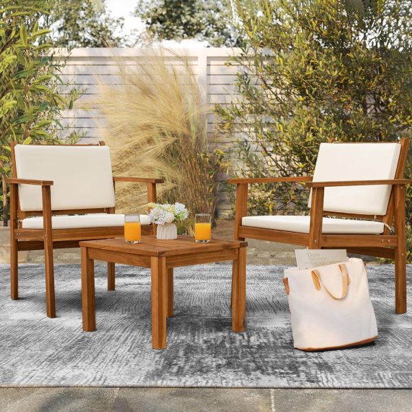 Flamaker Patio Chairs 3 Piece Acacia Wood Patio Furniture - Image 2