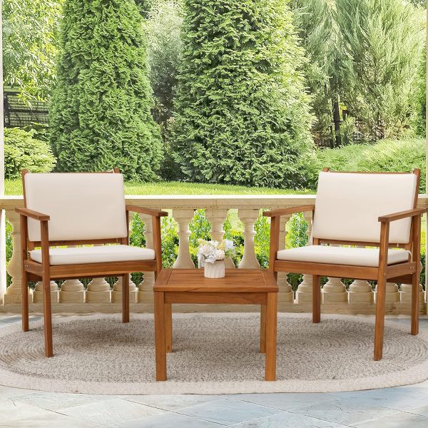 Flamaker Patio Chairs 3 Piece Acacia Wood Patio Furniture - Image 7