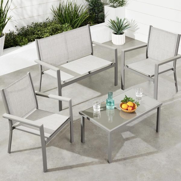 Best Choice Products 4-Piece Outdoor Textilene Patio Conversation Set