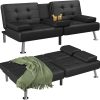 Flamaker Futon Sofa Bed Modern Folding Futon Set Faux Leather