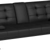 Flamaker Futon Sofa Bed Modern Folding Futon Set Faux Leather - Image 5