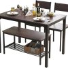 soges Dining Table Set for 4, 43.3 inch Kitchen Table set with Chairs and Bench