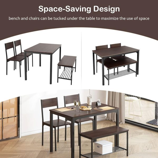 soges Dining Table Set for 4, 43.3 inch Kitchen Table set with Chairs and Bench - Image 5