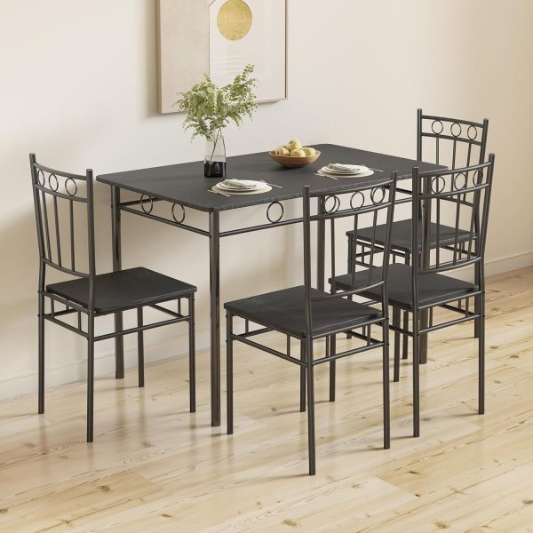 Dining Table Set for 4, 5-Piece Kitchen Table and Chairs, Rectangular Dining Room Table Set with 4 Chairs - Image 9