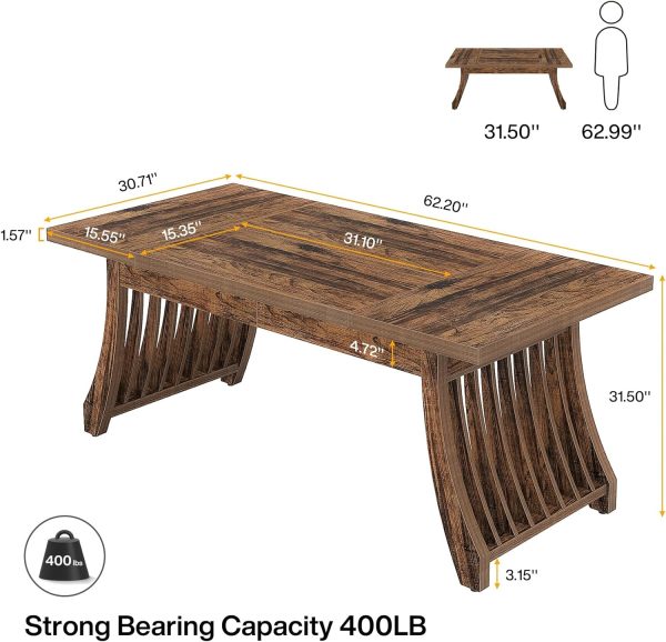 Tribesigns Wood Dining Room Table: 62.2 Inches Rectangular Dining Table for 6-8 People - Image 2