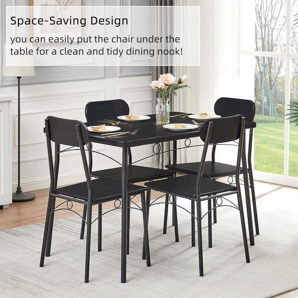 VECELO Dining Table Set for 4, 5 Piece Dinette with Chairs for Kitchen, Breakfast Nook and Small Space - Image 5