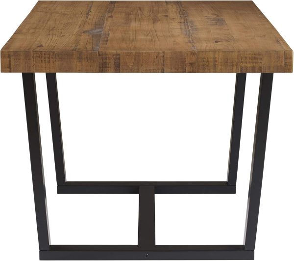 Walker Edison Andre Modern Solid Wood Dining Table, 52 Inch, Rustic Oak - Image 5