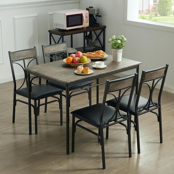 VECELO Kitchen Dining Room Table 4 Chairs for Small Space, Apartment - Image 3