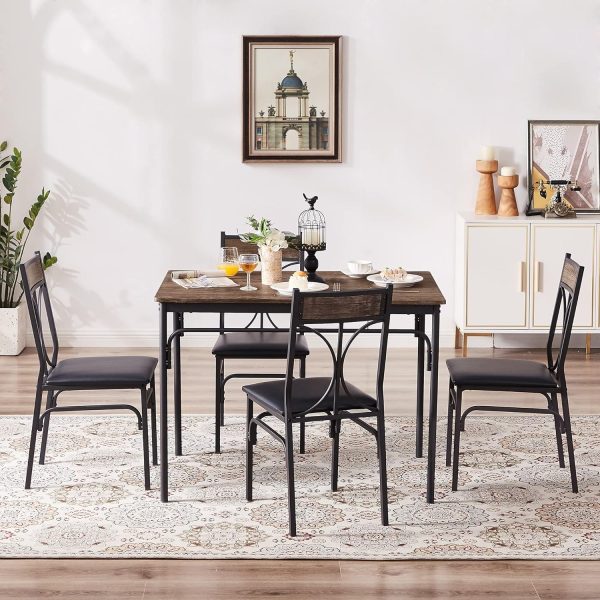 VECELO Kitchen Dining Room Table 4 Chairs for Small Space, Apartment - Image 5