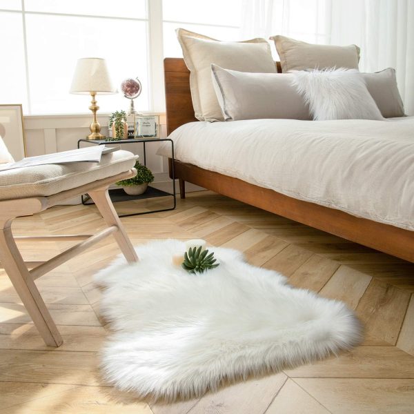 Ashler Faux Fur Rug, White Small Area Rugs - Image 9