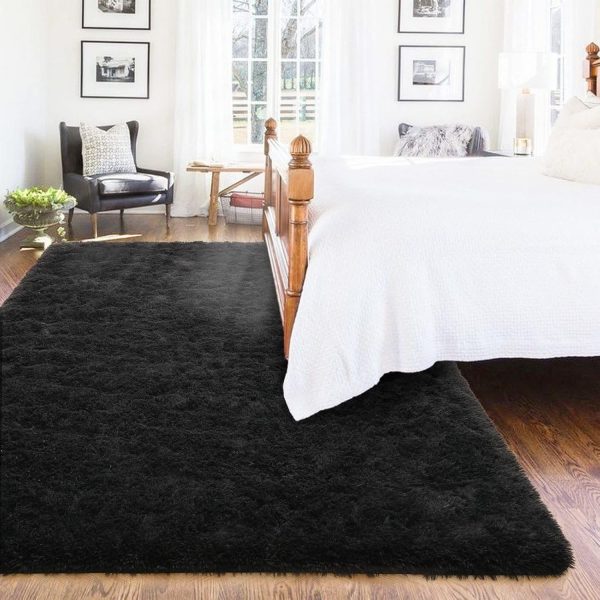 ISEAU Black Rug Super Soft Shaggy 4x6 Feet Rugs for Bedroom - Image 7