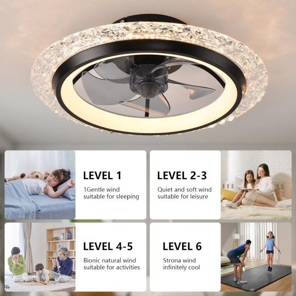 KINDLOV Ceiling Fans with Lights,Flush Mount Ceiling Fan with LED Light - Image 4