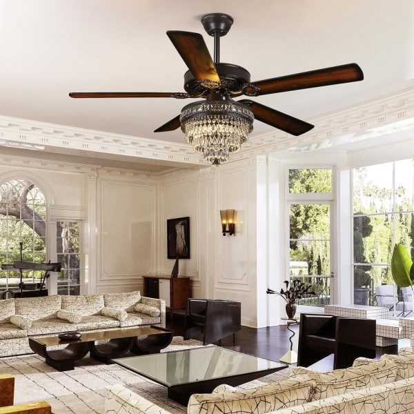 Crystal Ceiling Fan Fandelier with Lights - Modern Outdoor Fans with Remote Control - Image 7