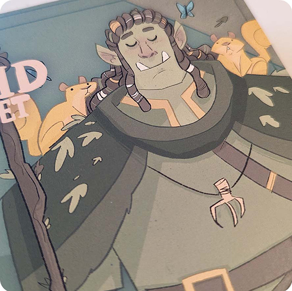 The great Druid Dice Set - packaging closeup