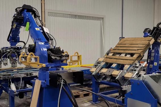 Blue Auto Nailing Block Machine in Factory with Pallet