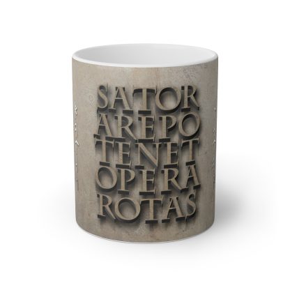 SATOR AREPO TENET OPERA ROTAS Mug - An intricate design with ancient significance.