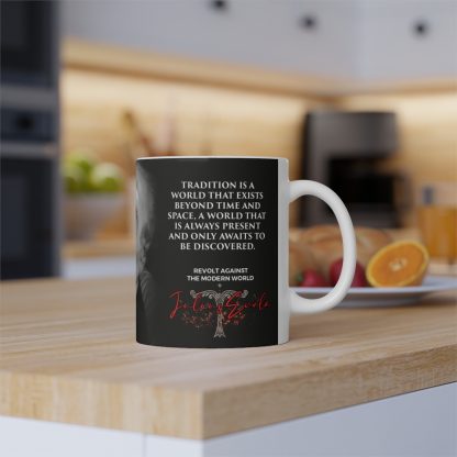 Julius Evola coffee mug with Italian quote and Irminsul symbol