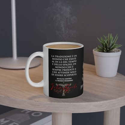 Julius Evola coffee mug with quote and Irminsul symbol - Side View