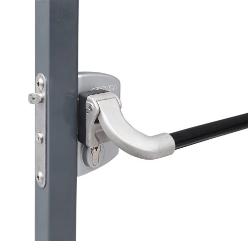 LOCINOX OVERFLADEMONTERET ANTI-PANIK PORTLÅS i sølv TIL FIRKANTEDE 40 TIL 60 MM PROFILER MED HALVT ALUMINIUMSHÅNDTAG - Image 8