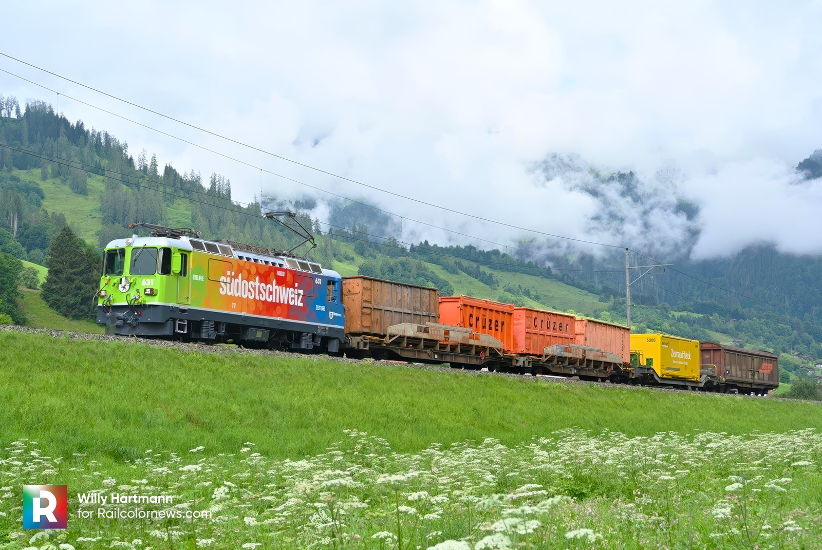 Südostschweiz ‘rainbow’ livery for RhB Ge 4/4 II 631 Railcolor News