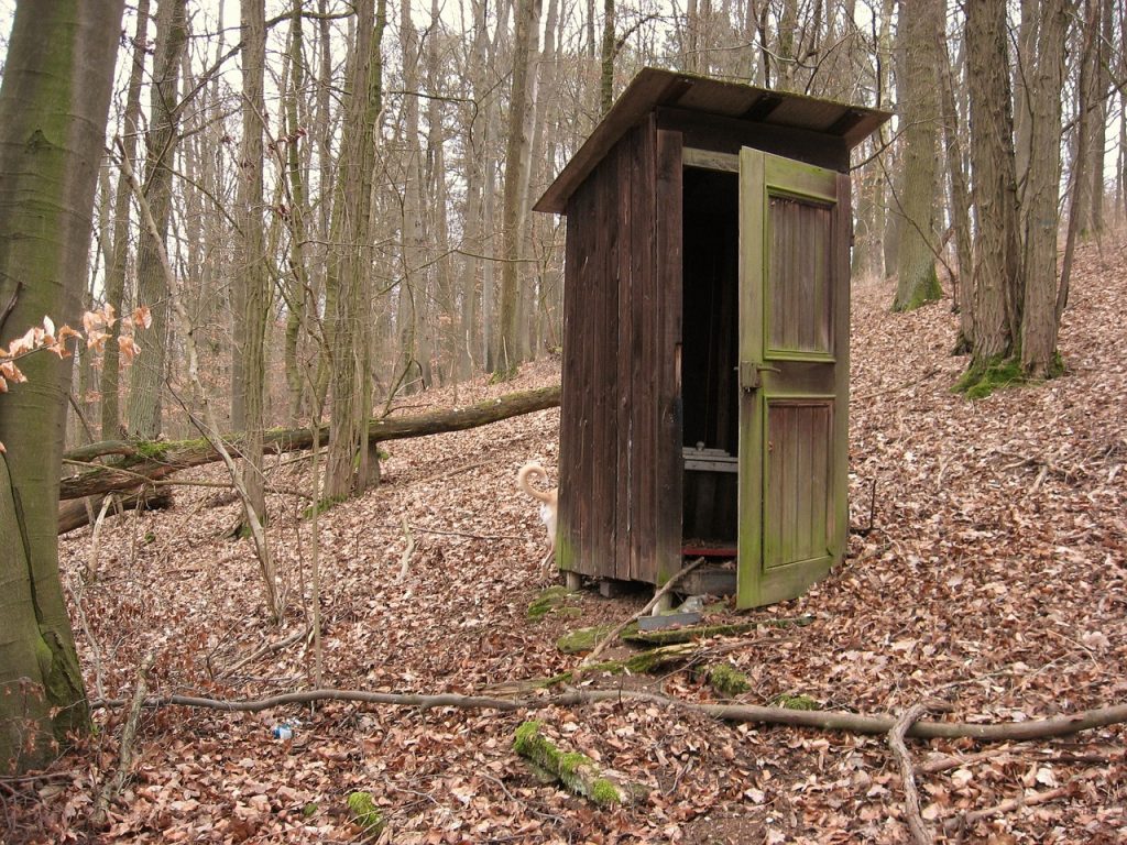 Out-house, composting toilet in the woods