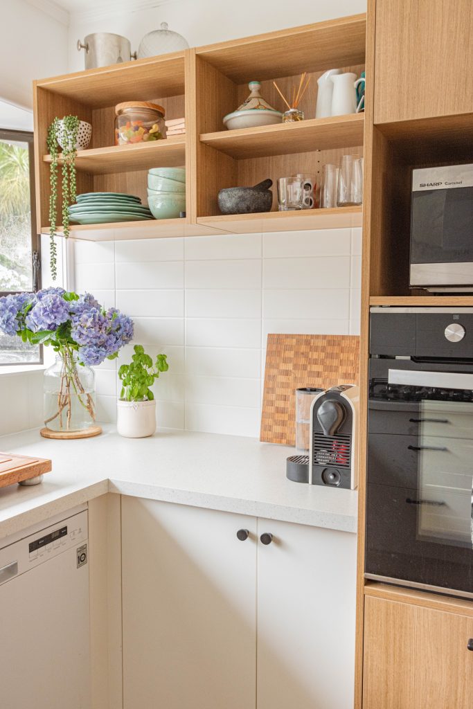 wooden kitchen shelves