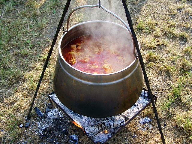 big pot on a fire