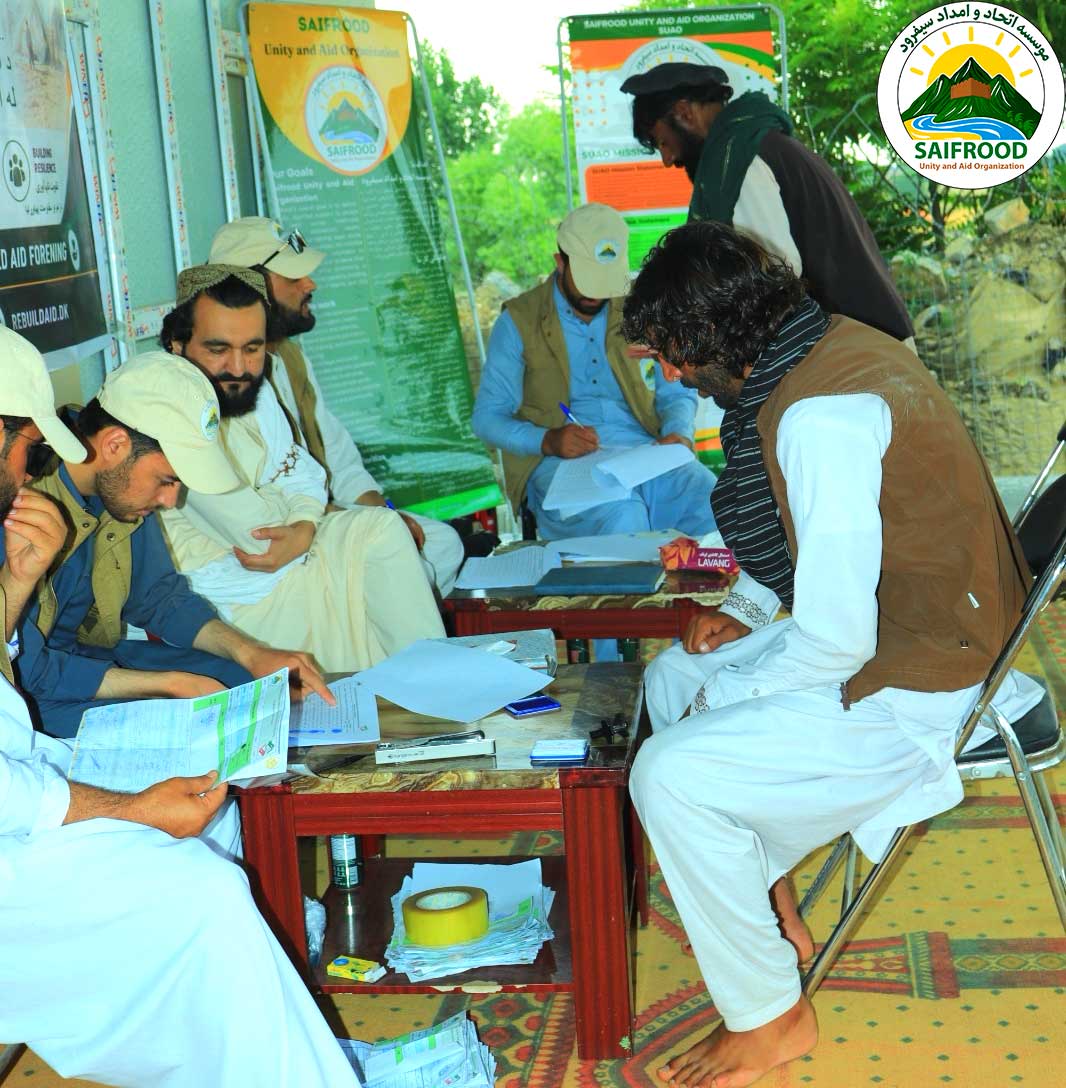 Beneficiary verification and documentation during humanitarian cash assistance distribution in Khost Province.