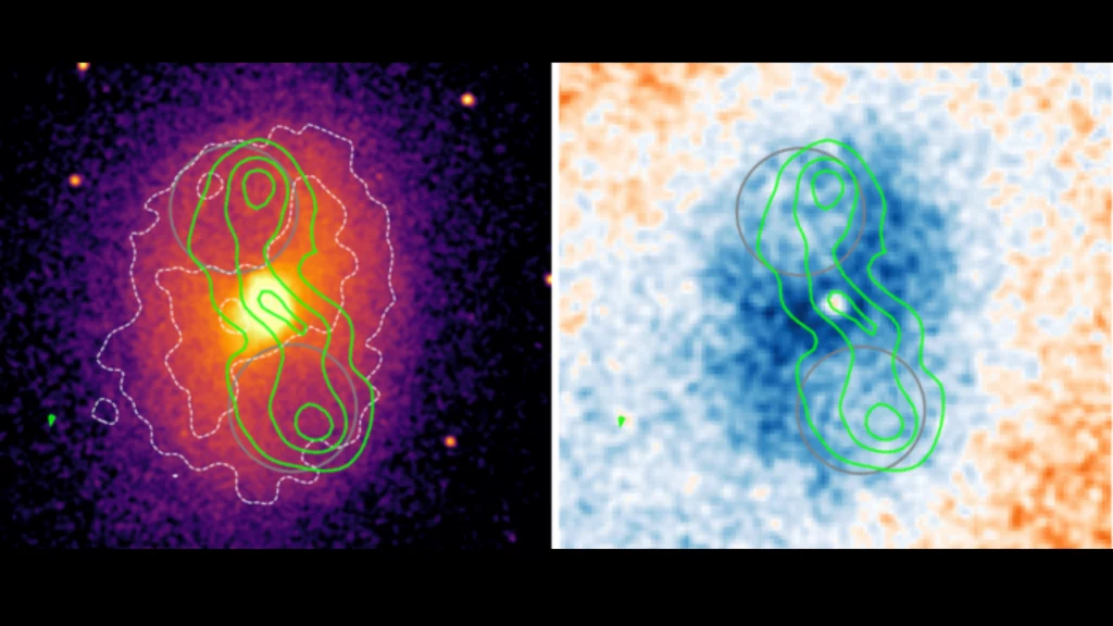 Osservazione effettuata da Chandra X ray Observatory a sinistra e Green Bank Telescope a destra