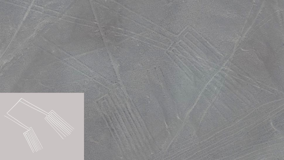 Il geoglifo del "paio di gambe" è il più grande dei geoglifi di Nazca scoperti dal nuovo sistema di intelligenza artificiale, con un diametro di oltre 77 metri. (Credito immagine: Istituto universitario Yamagata di Nasca)
