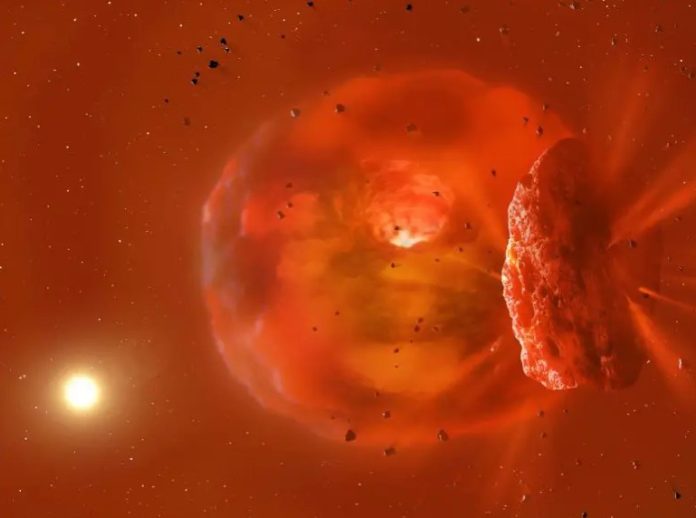 Ripreso il bagliore generato da una collisione planetaria